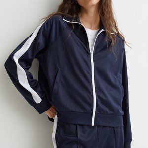 H&M Track Jacket Contrast Navy/White Sz M NWT